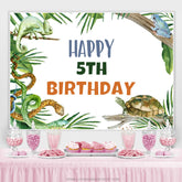 Dschungel Tiere Und Bäume Glücklich 5 Geburtstag Hintergrund